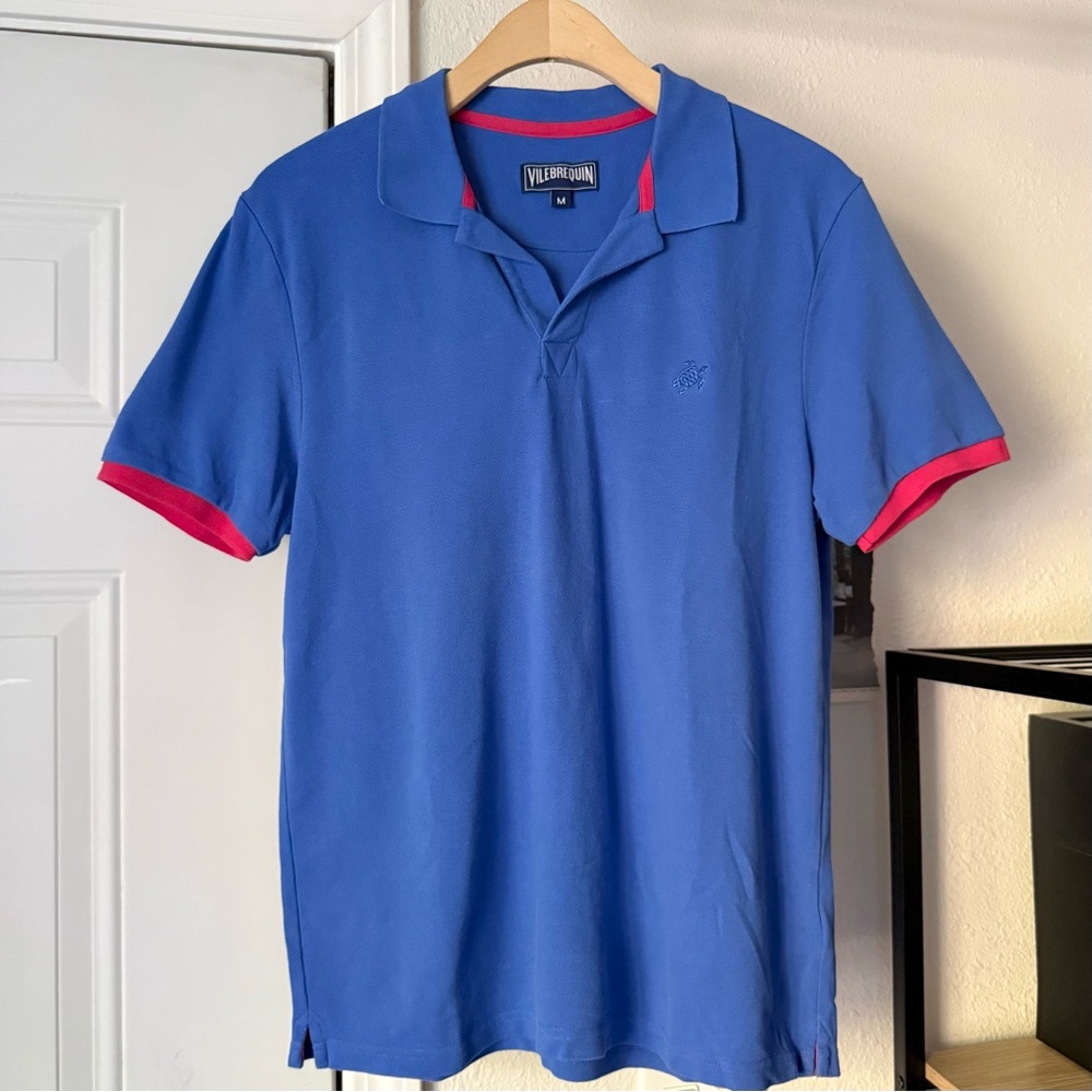 VILEBREQUIN blue short sleeve cotton knit polo‎ shirt